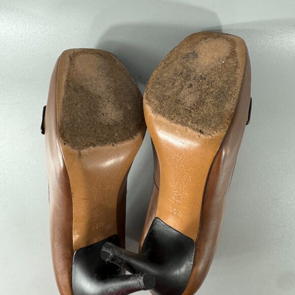 Authentic Marni Brown Leather Platform Square Toe Pumps, Size 35.5 - Picture 13 of 16